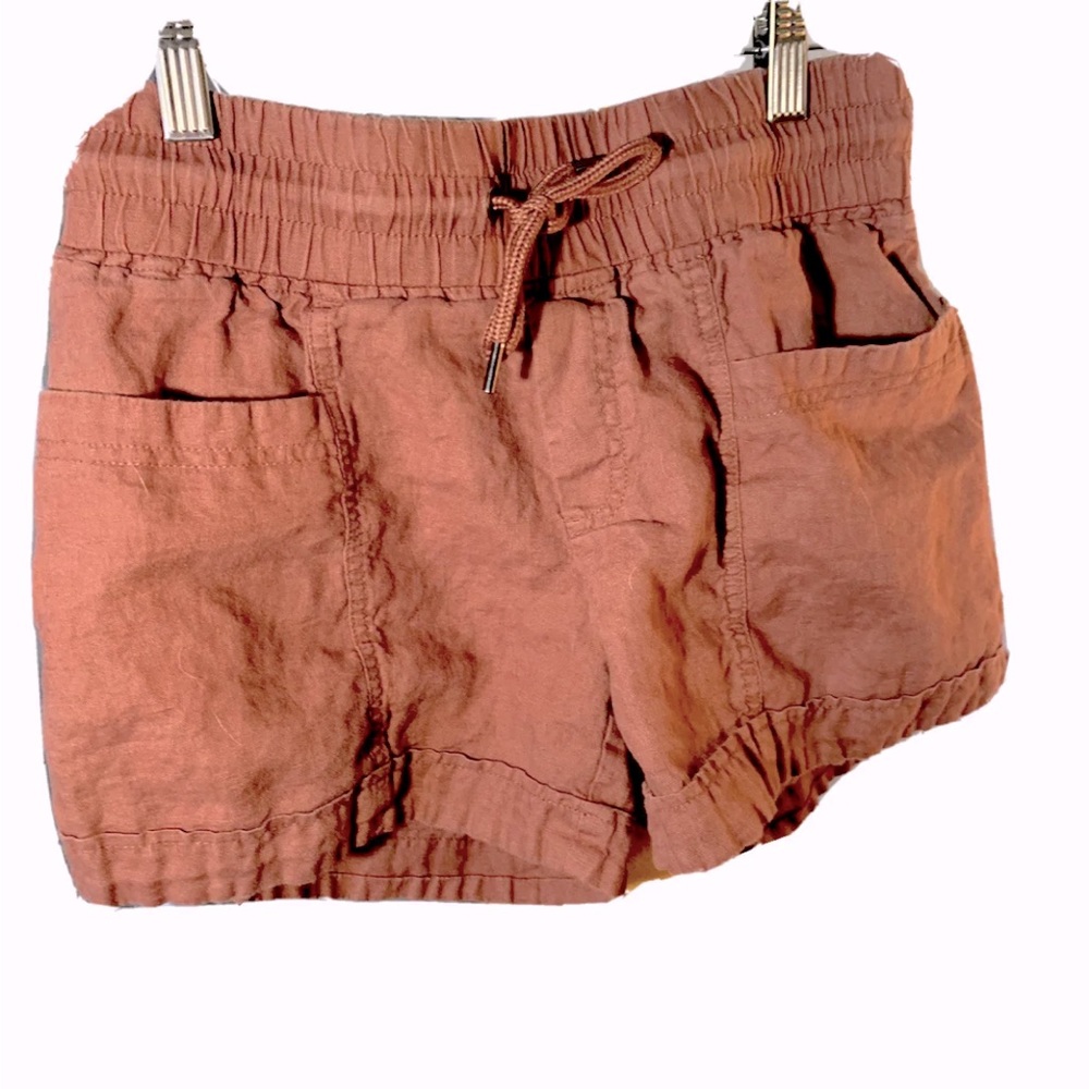 Athleta Womens Cabo Linen Drawstring Pockets 4” Inseam Size 2 Mauve Color Shorts